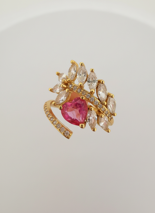 Aurora Bloom Ring — 0.8ct Pink Topaz in 18K Gold-Plated Sterling Silver