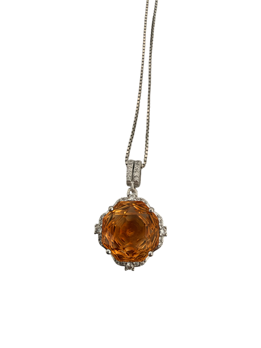 Golden Sunburst Citrine Necklace — S925 Sterling Silver & Rose Cut Gemstone