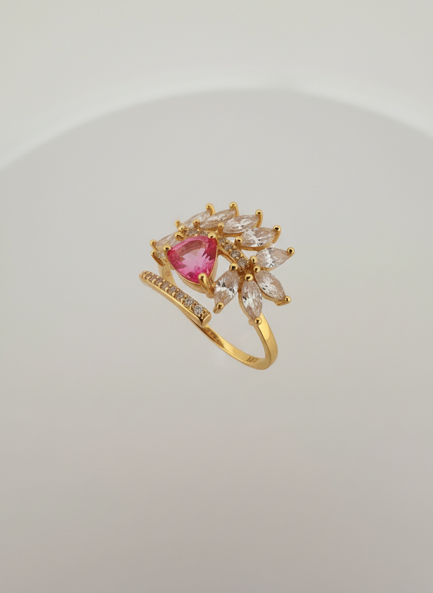 Aurora Bloom Ring — 0.8ct Pink Topaz in 18K Gold-Plated Sterling Silver
