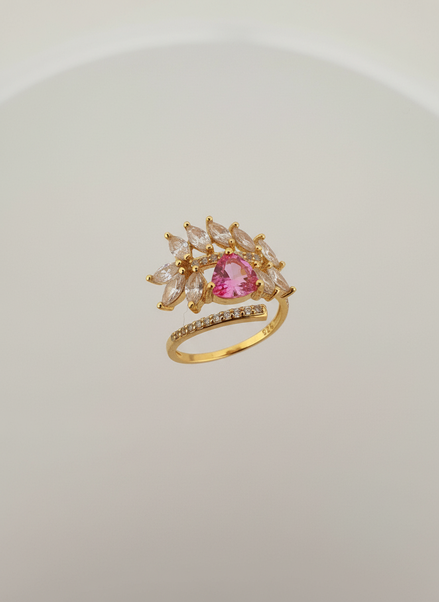 Aurora Bloom Ring — 0.8ct Pink Topaz in 18K Gold-Plated Sterling Silver