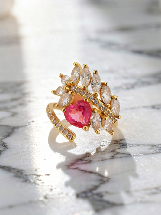 Aurora Bloom Ring — 0.8ct Pink Topaz in 18K Gold-Plated Sterling Silver