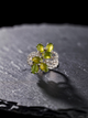Emerald Bloom Hetian Jade Ring — Sterling Silver with Zircon Radiance