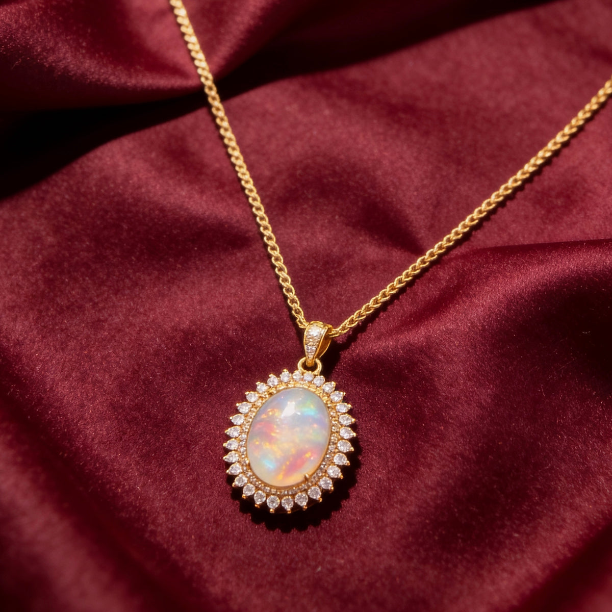 Sunset Horizon Halo Pendant — 18K Gold Plated S925 Sterling Silver