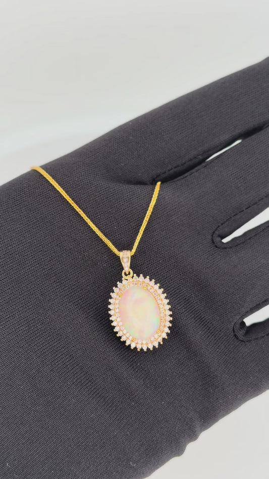 Sunset Horizon Halo Pendant — 18K Gold Plated S925 Sterling Silver